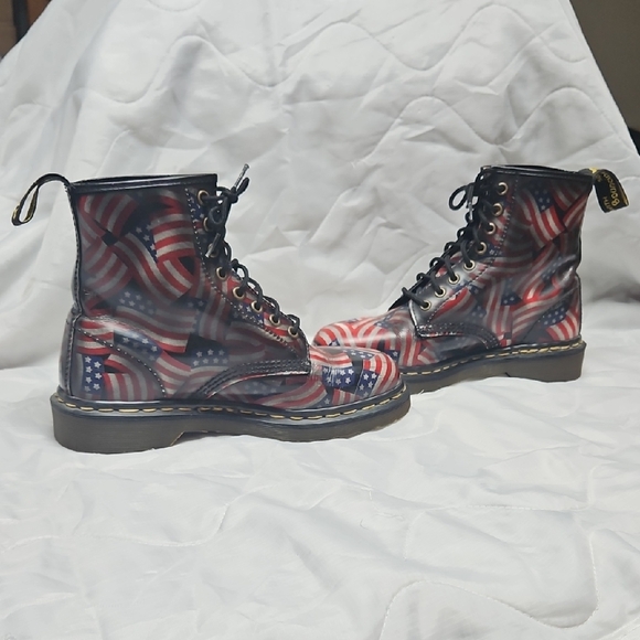 Dr. Martens Black and Red Lace Up Boots - Picture 3 of 7